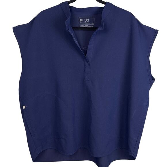 Figs Plus Size Rafaella Scrub Top Womens SZ XXL Cap Sleeve Navy Blue Healthcare - Picture 1 of 9